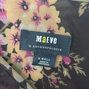 Maeve Long-Sleeve Sheer Ruched Black & Pink Floral Top in Small EUC thumbnail 3