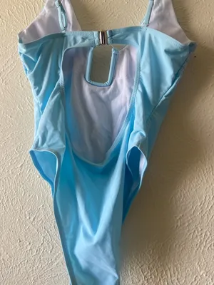 Light Blue One-Piece Swimsuit with Front Accents thumbnail 6