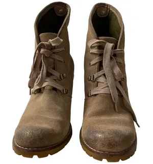 UGG Authentic Calynda Tan Mid Ankle Lace Up High Heel Boots Genuine Leather thumbnail 10