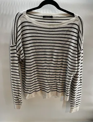 LRL cream & black striped Off Shoulders‎ coastal/farmhouse chic vibe XL thumbnail 1