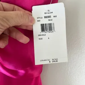 Nicole Miller Sz 8 Hot Pink Strapless Satin Cocktail Midi Lined Dress Back Zip thumbnail 6