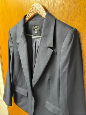 J. Crew Willa Blazer Italian City Wool Blend Jacket Navy Blue 12T TALL BK023 thumbnail 8