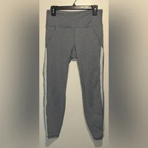 Athleta High Rise Chaturanga Leggings Heathered Grey White Side Stripe Size M thumbnail 2