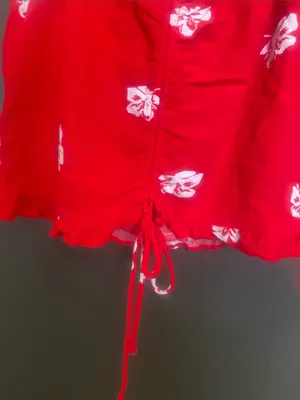 LA Hearts Red Floral Tie-Front Cami Crop Top thumbnail 8