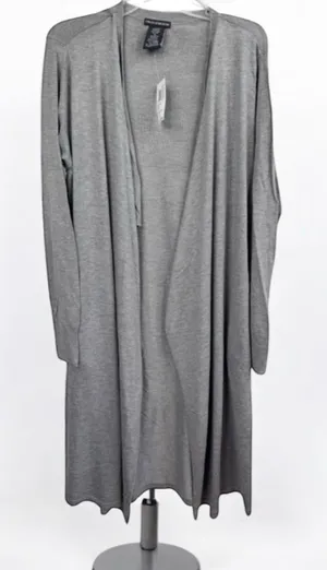 CHELSEA & THEODORE Cardigan Duster Sz L Mist Grey Heather Open Front Long Sleeve thumbnail 1