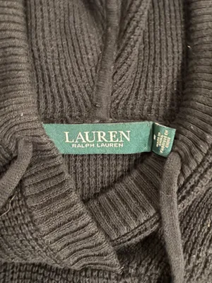 Lauren Ralph Lauren Women's Black Medium Hoodie Waffle Knit Sweater thumbnail 4