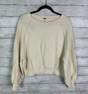 Free People Found My Friend Pullover Sweater Cream Size XS thumbnail 3