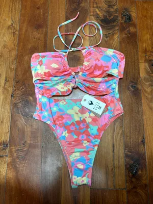 Billabong Coast Is Clear One Piece swimsuit in a multi-colored floral print L thumbnail 5
