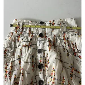 Free People Floral Linen Cotton Button Front Mini Skirt Ivory Women's Size S thumbnail 7