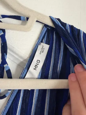 Mango Blue Striped Midi Dress thumbnail 3