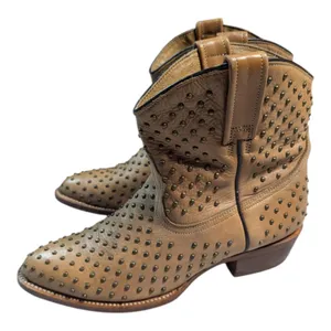 Matisse Faithful Camel Tan Leather Brass Studded Western Ankle Boots Sz 9 thumbnail 7