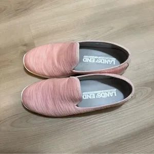 Lands'‎ End Slip On Sneakers Womens 9.5 Pink Comfort Step Knit Walking Shoes thumbnail 2