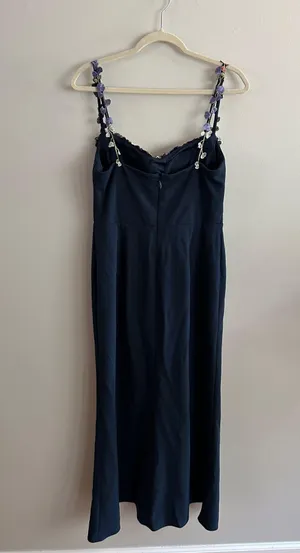 Azazie JALISE NAVY AND MULTI FLORAL NECKLINE MAXI DRESS thumbnail 12