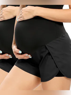 AMPOSH Women's Maternity Workout Shorts Over Belly Buttery Soft Athletic size M thumbnail 2