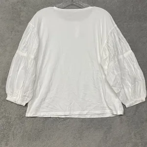 Madewell Womens Top XS White Cotton Balloon Bishop‎ Sleeve Blouse Shirt NU849 thumbnail 5