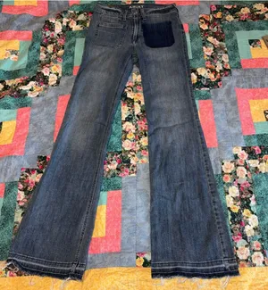 Ariat Womans 27R Denim Flare Boot Slim Trouser High Rise Jeans Dark Wash Patches thumbnail 1