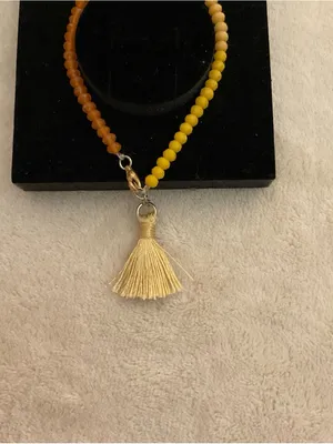 Pomina Yellow & Brown Beaded Bracelet with Cream Tassel thumbnail 2