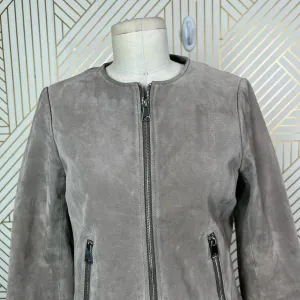 Soia + Kyo Collarless Zip Front Suede Jacket Tan Brown Size‎ US Small thumbnail 5