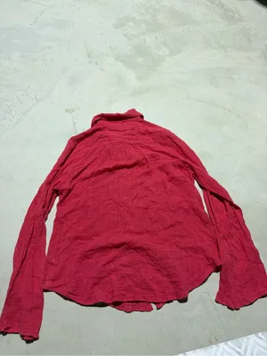 Free people FP one Red Button-Front Textured daydream Shirt XS thumbnail 11