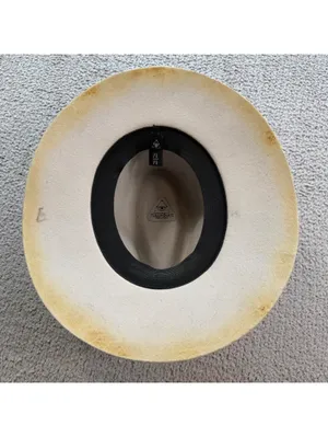 TULUMINATI Distressed Wool Felt Rancher Hat Sand Ivory Western Boho Festival M thumbnail 8