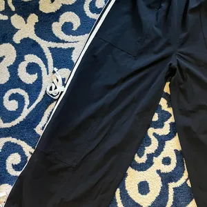 Black Nylon Track Pants with White Side Ties Down Leg New Size XS thumbnail 5