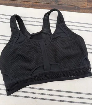 Nike Black Textured Mesh High-Impact Sports Bra thumbnail 1