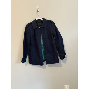Talbots Rain Trench Coat Jacket Women Size XS Blue Button Up Military Preppy thumbnail 2