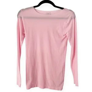AMB Solid Raw Edge Second Skin Top Candy Pink Long Sleeve One Size Size undefined thumbnail 2