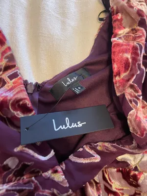 NWT Lulus Loving Approach Purple Velvet Burnout Puff Sleeve Midi Dress - Size S thumbnail 4