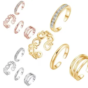 NEW White Gold Filled Adjustable Toe Pinky Midi Finger Simulated‎ Diamond Ring thumbnail 7
