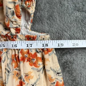 MINKPINK Zahari Summer Dress Women’s S Orange Mini Ruffle Floral Bohemian Beach thumbnail 9