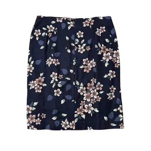 LOFT Navy Floral Pencil Skirt 10 Cherry Blossom Preppy Workwear thumbnail 3