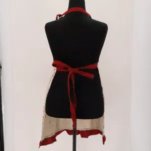 Vintage Holiday Christmas Apron Kitchen Womens Size OS Red Cream Joy Love Pocket thumbnail 5