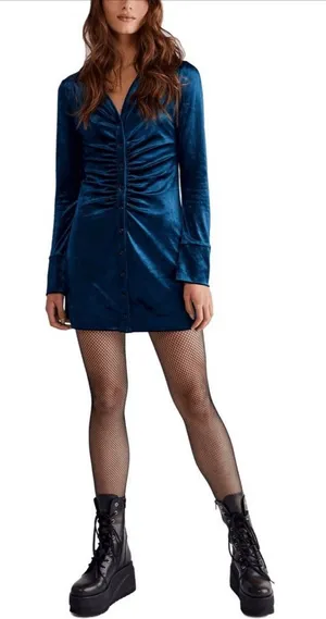 Free People "Shayla" velvet mini dress thumbnail 1