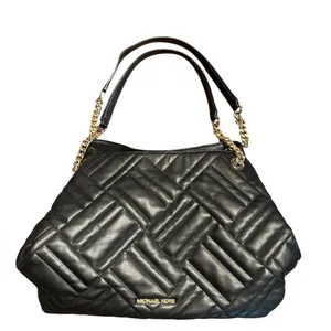 Michael Kors Peyton Large Quilted Tote Black Gold Chain Shoulder Bag black thumbnail 3