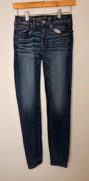 American Eagle Super Stretch Jegging Jean Women 2R Blue Skinny Mid Rise 29 Denim thumbnail 1