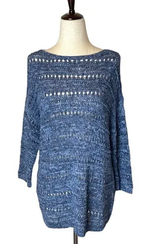 J.‎ Jill Pure Jill Blue Indigo Open Stitch Cotton Blend Pullover Sweater Size XS thumbnail 1