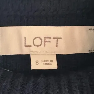 LOFT Sweater Vest Blouse Combo Womens S Navy‎ White Cable Knit Mixed Media Top thumbnail 5