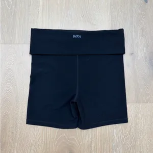 White Fox Active Foldover Waist Bike Shorts Size XXS Black thumbnail 2