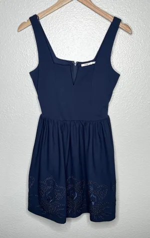 Francesca’s Miami blue eyelet trim dress size small thumbnail 1