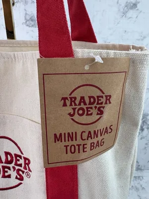 *New Trader Joe's Mini Canvas Tote Red Bag Re-usable Grocery Store Advertising thumbnail 5