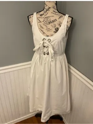 Who What Wear White Lace-Up Midi Sundress thumbnail 2