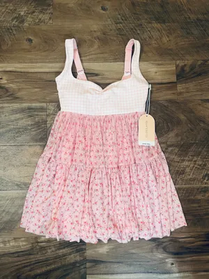 NWT! Popflex Target X Blogilates Sweetheart Babydoll Dress Gingham/Floral XS thumbnail 3