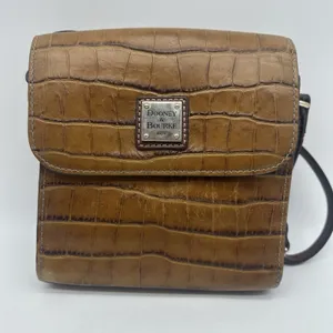 Dooney & Bourke Vintage Brown Croc Embossed Leather Crossbody Bag thumbnail 3