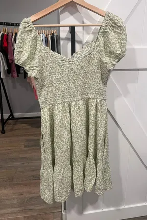 Hollister green floral mini dress thumbnail 6