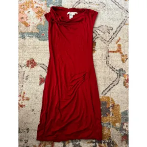 Max Studio Red Cowl Neck Ruched Sheath Dress Sleeveless XS 1905T56 thumbnail 2