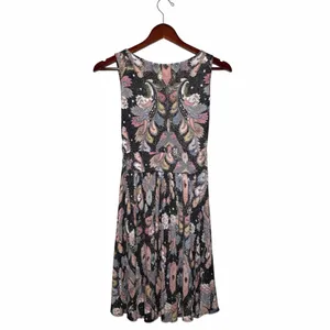 Maeve Anthropologie Womens Leslie Midi Paisley Faux Wrap V-Neck Dress Black S thumbnail 6