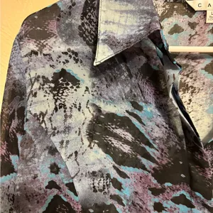 CAbi Style 609 Blue Abstract Print Button Front Blouse Large thumbnail 6