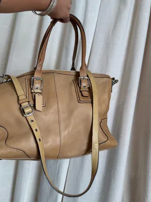 Coach Tan Leather Shoulder Satchel with Adjustable Strap thumbnail 3