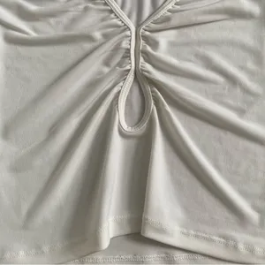 Abercrombie & Fitch Ivory keyhole ruched crop top thumbnail 6
